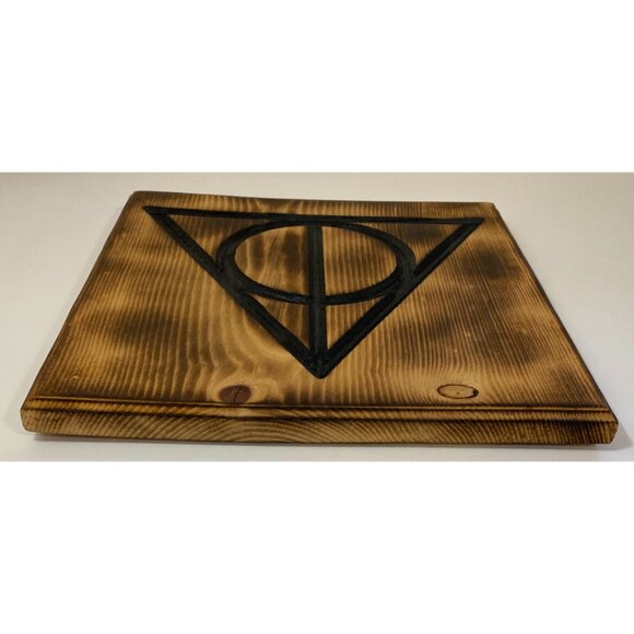 Wooden Deathly Hallows Plaque Harry Potter Vanquisher Conqueror Death - Picture 3 of 6